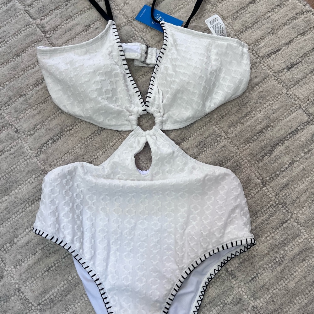 Cupshe White Swimsuit with Black Accents